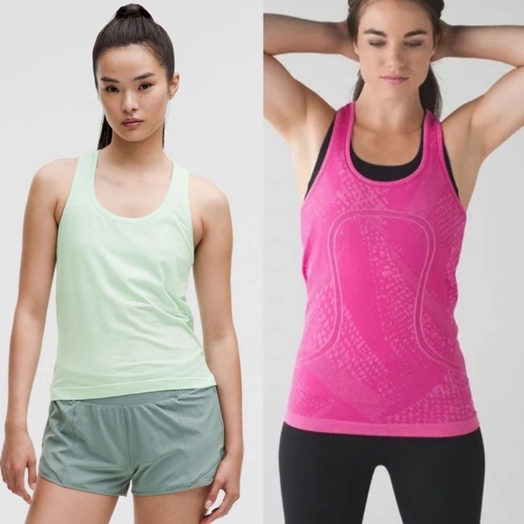 Bundle of 2 Lululemon Swiftly Tech Racerback Tank Top Pink Green Shirt Sz 6 - Picture 1 of 16